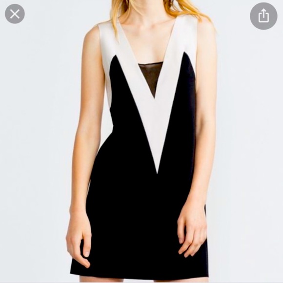 Zara Dress Black White Workwear Dresses Zara Spotted Dress White Workwear Dresses  Zara